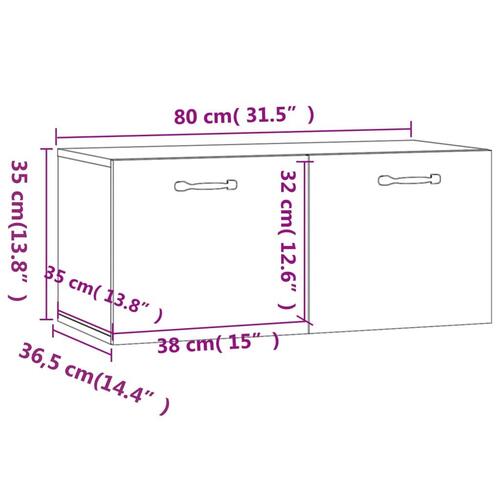Vægskab 80x36,5x35 cm konstrueret træ hvid
