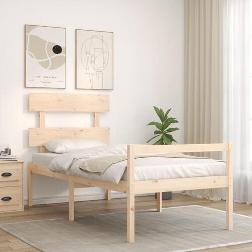 Seniorseng med sengegavl 90x200 cm massivt træ