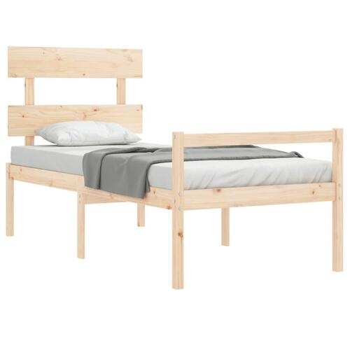 Seniorseng med sengegavl 90x200 cm massivt træ