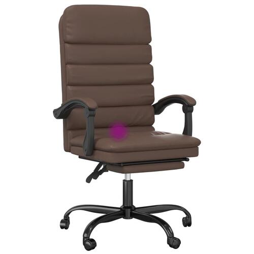 Kontorstol med massagefunktion kunstlæder brun