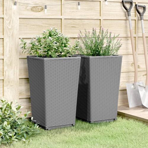 Plantekurve 2 stk. 32,5x32,5x57 cm PP lysegrå