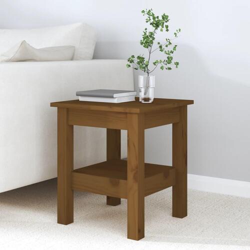 Sofabord 35x35x40 cm massivt fyrretræ gyldenbrun