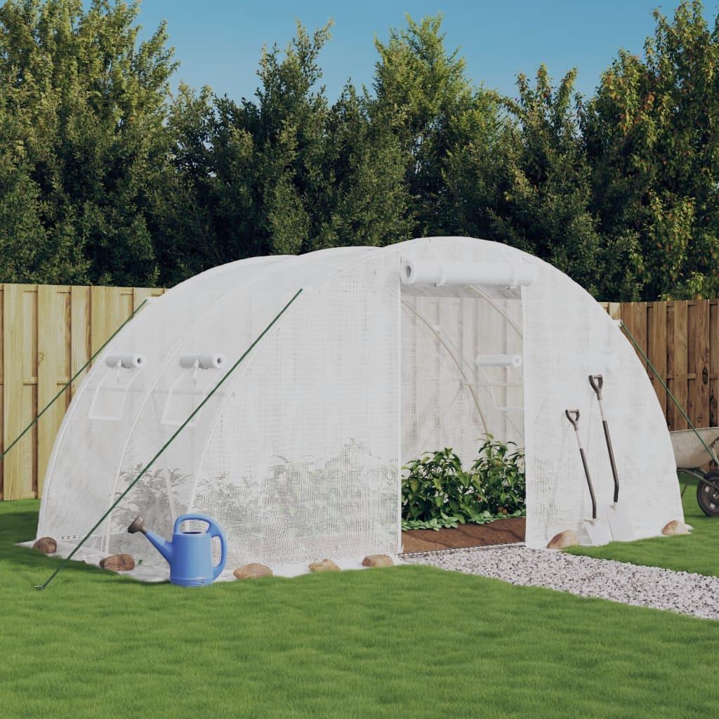 Drivhus med stålstel 8 m² 4x2x2 m hvid