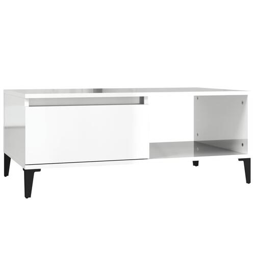 Sofabord 90x50x36,5 cm konstrueret træ hvid højglans