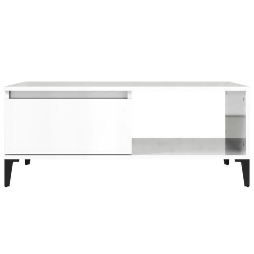 Sofabord 90x50x36,5 cm konstrueret træ hvid højglans