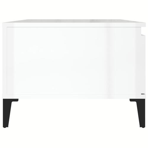 Sofabord 90x50x36,5 cm konstrueret træ hvid højglans