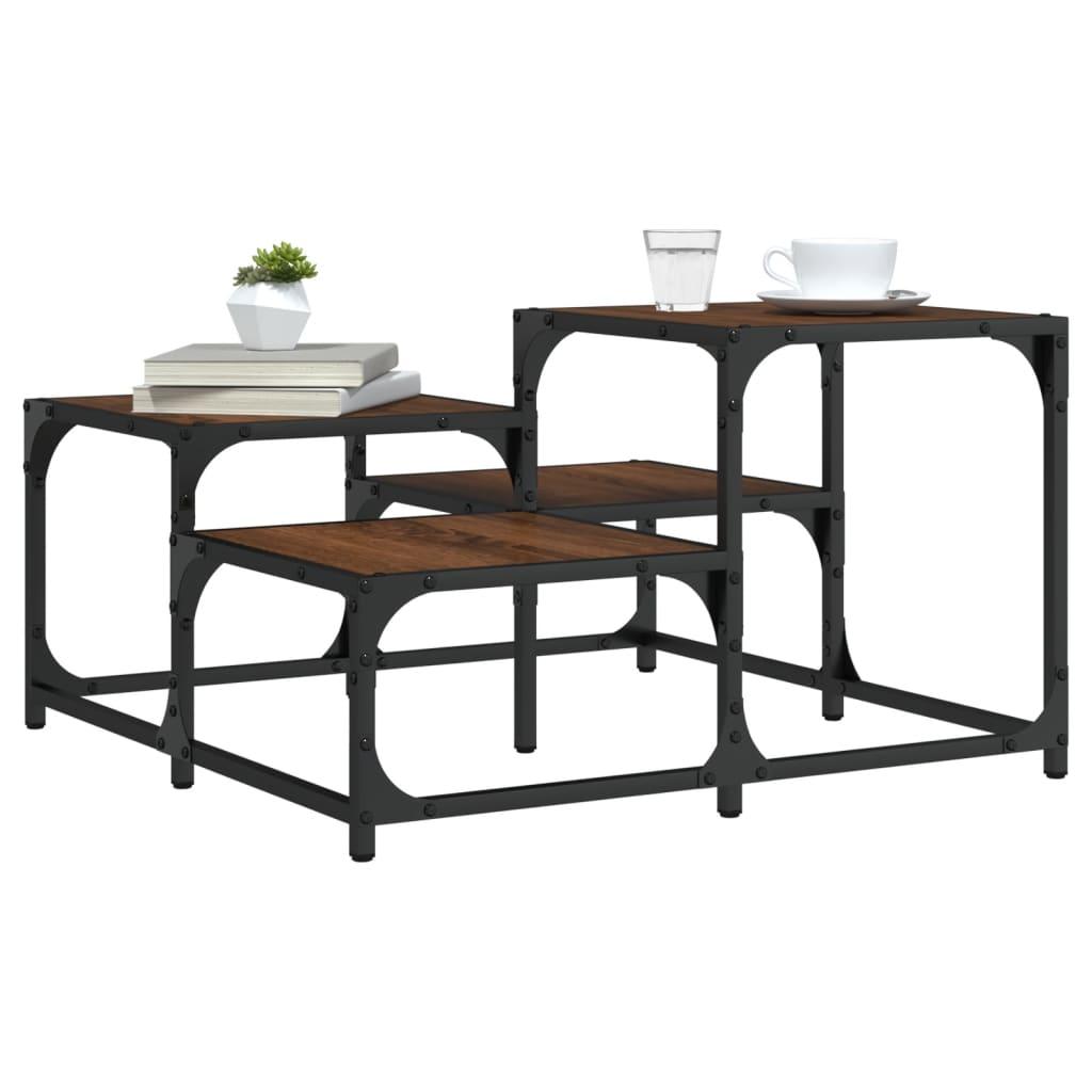 Sofabord 68x68x40 cm konstrueret træ brun egetræsfarve billede