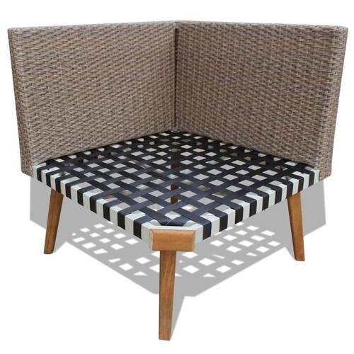 Haveloungesæt 4 dele med hynder polyrattan grå