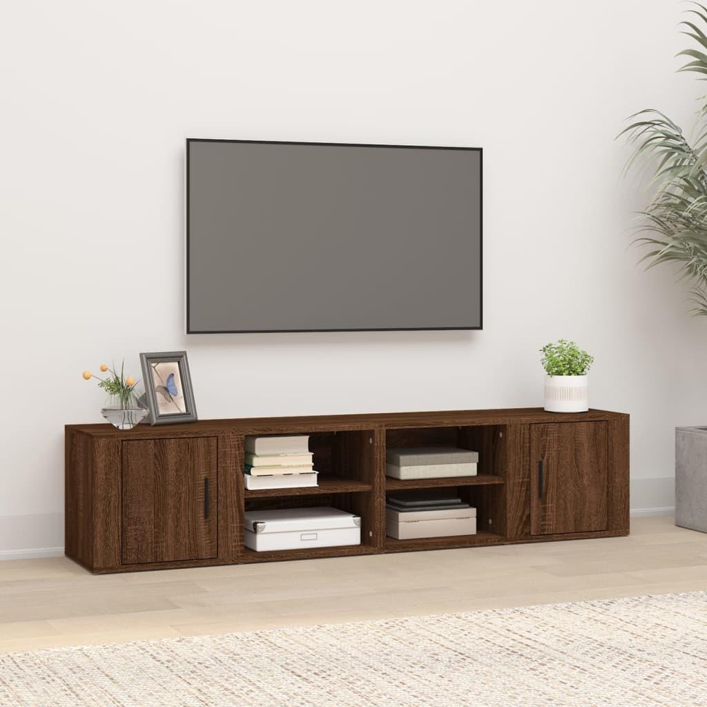 Tv-skabe 2 stk. 80x31,5x36 cm konstrueret træ brun egetræsfarve