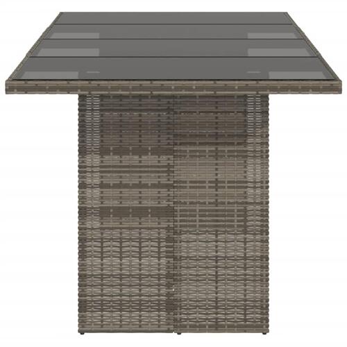 Havebord med glastop 190x80x74 cm polyrattan grå