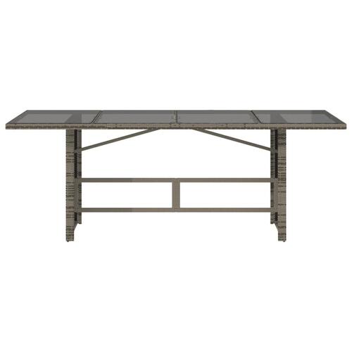 Havebord med glastop 190x80x74 cm polyrattan grå