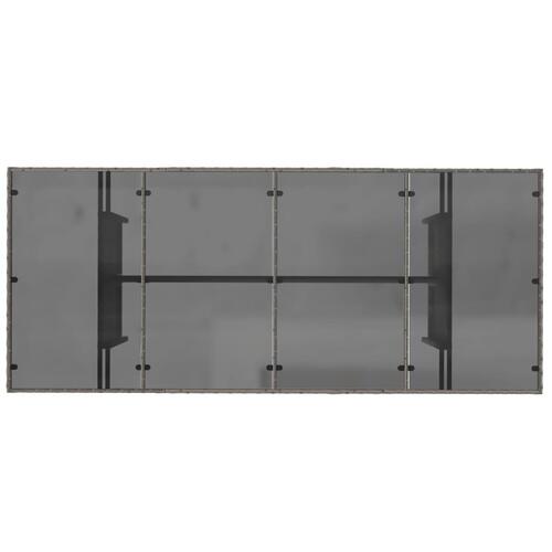 Havebord med glastop 190x80x74 cm polyrattan grå