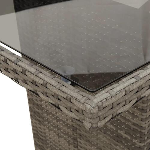 Havebord med glastop 190x80x74 cm polyrattan grå