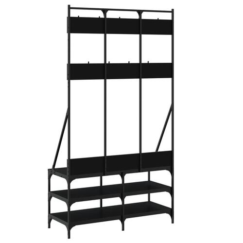 Tøjstativ med skoopbevaring 100x40x184 cm sort