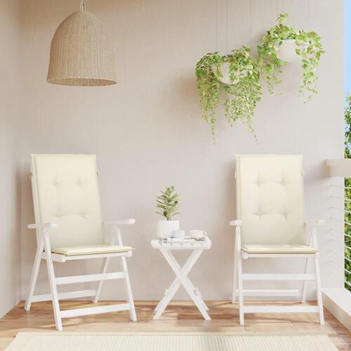 Stolehynder m. høj ryg 2 stk. 120x50x3 cm stof cremefarvet
