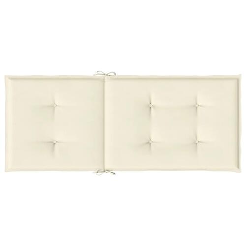 Stolehynder m. høj ryg 2 stk. 120x50x3 cm stof cremefarvet