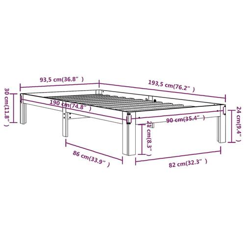 Sengeramme 90x190 cm massivt træ