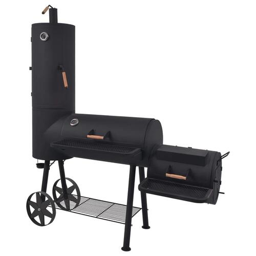 BBQ røggrill til kul med bundhylde sort robust XXL
