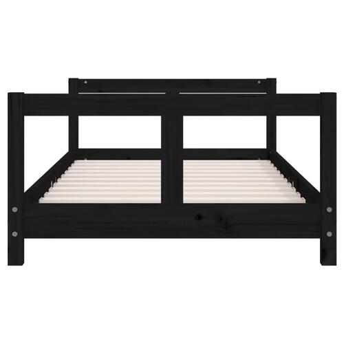 Sengeramme til juniorseng 80x160 cm massivt fyrretræ sort
