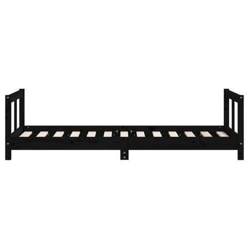 Sengeramme til juniorseng 80x160 cm massivt fyrretræ sort