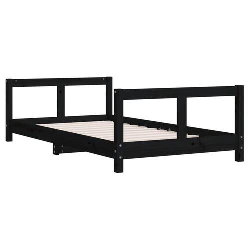Sengeramme til juniorseng 80x160 cm massivt fyrretræ sort