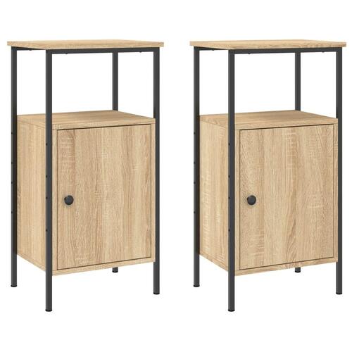 Sengeborde 2 stk. 41x31x80 cm konstrueret træ sonoma-eg