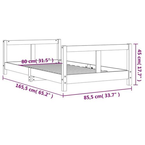 Sengeramme til juniorseng 80x160 cm massivt fyrretræ sort