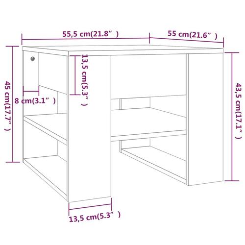 Sofabord 55,5x55x45 cm konstrueret træ hvid og sonoma-eg