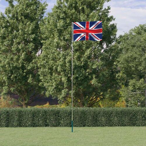 Storbritannien flag og flagstang 5,55 m aluminium