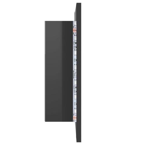 Badeværelsesskab m. spejl+LED-lys 40x12x45 akryl grå højglans