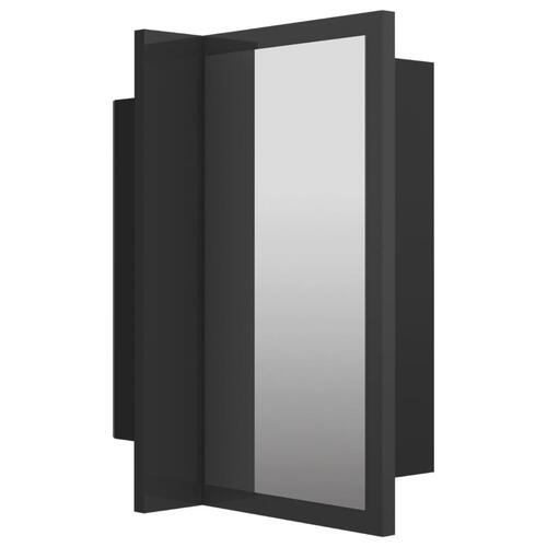 Badeværelsesskab m. spejl+LED-lys 40x12x45 akryl grå højglans