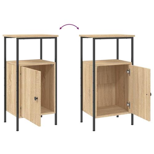 Sengeborde 2 stk. 41x31x80 cm konstrueret træ sonoma-eg