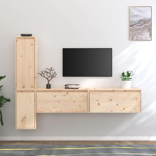 Tv-skabe 4 dele massivt fyrretræ