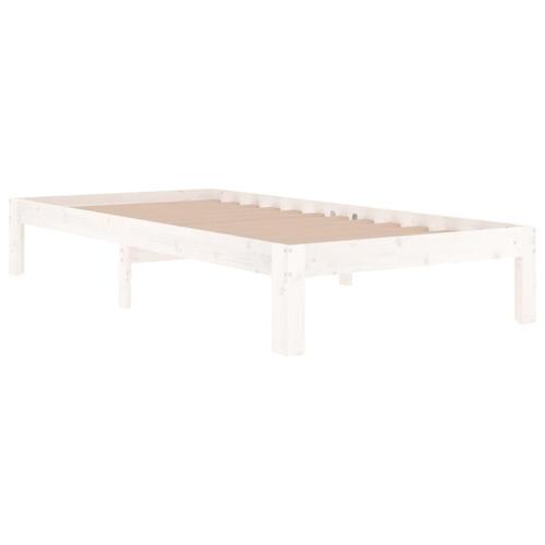 Sengeramme 90x190 cm Single massivt træ hvid