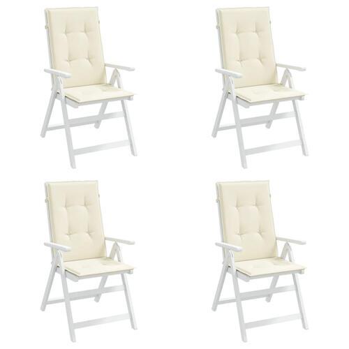 Stolehynder m. høj ryg 4 stk. 120x50x3 cm stof cremefarvet