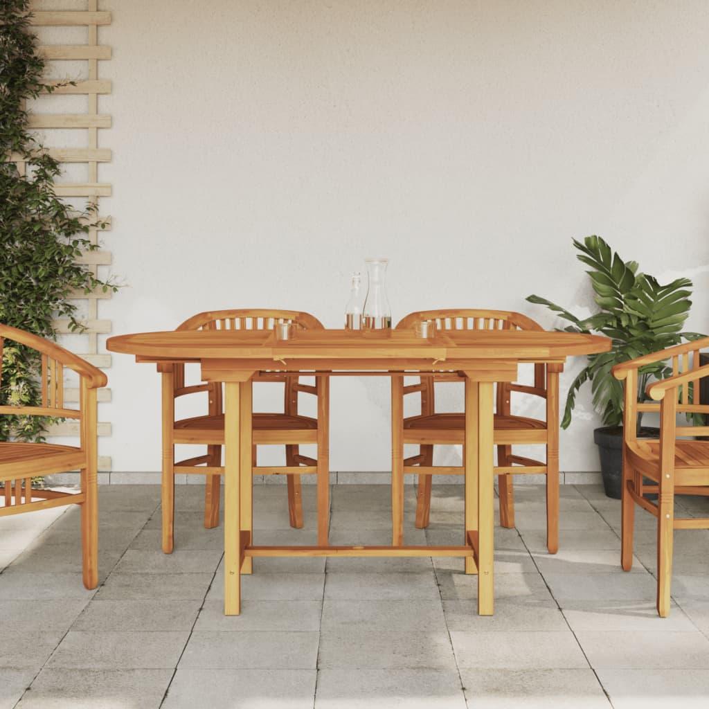 Havebord med udtræk 110-160x80x75 cm massivt teaktræ