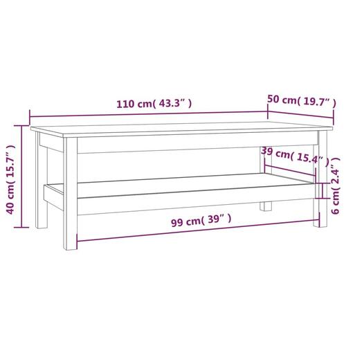 Sofabord 110x50x40 cm massivt fyrretræ grå