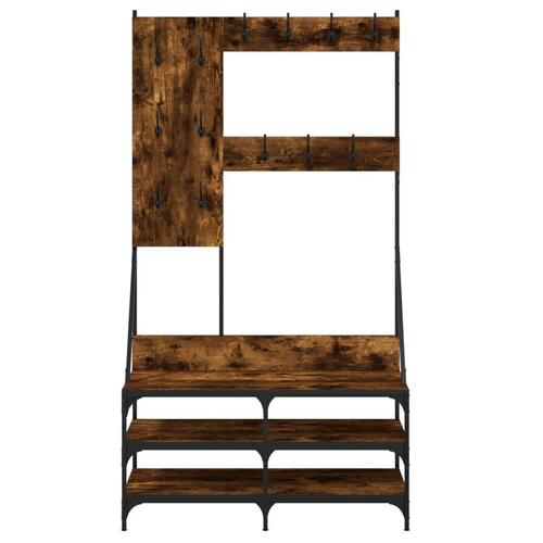 Tøjstativ med skoopbevaring 100x40x184 cm røget egetræsfarve