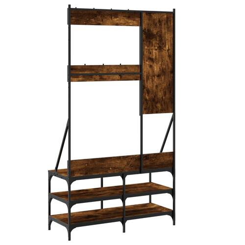 Tøjstativ med skoopbevaring 100x40x184 cm røget egetræsfarve