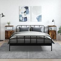 Sengeborde 2 stk. 41x31x80 cm konstrueret træ røget egetræ