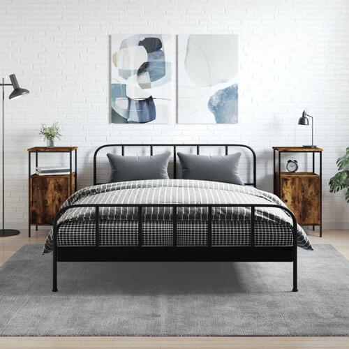 Sengeborde 2 stk. 41x31x80 cm konstrueret træ røget egetræ