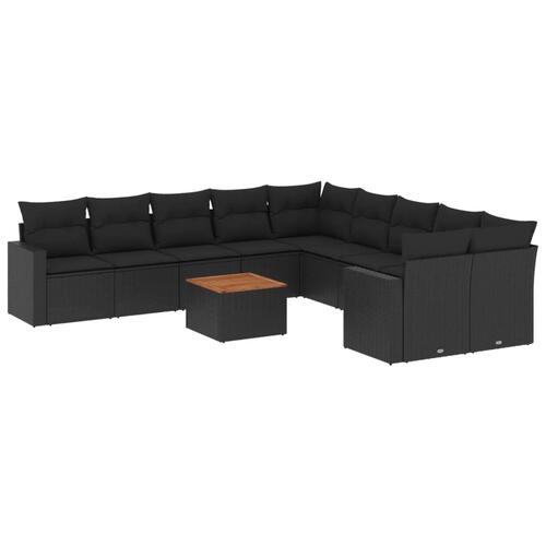 Sofasæt til haven 11 dele med hynder polyrattan sort