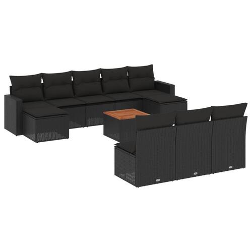 Sofasæt til haven 11 dele med hynder polyrattan sort