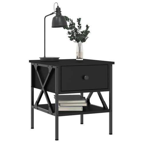 Sengeborde 2 stk. 40x42x45 cm konstrueret træ sort