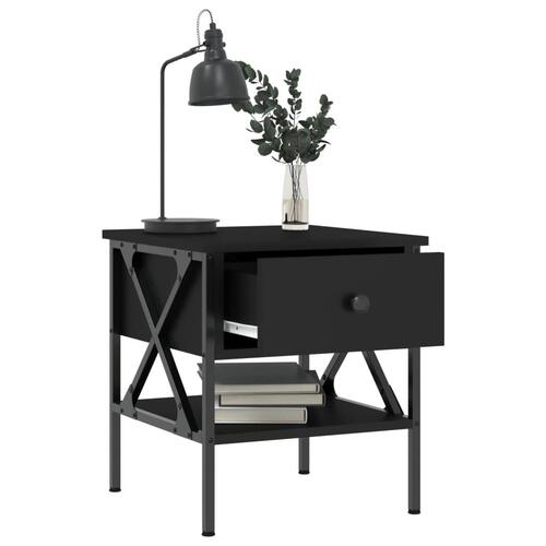 Sengeborde 2 stk. 40x42x45 cm konstrueret træ sort