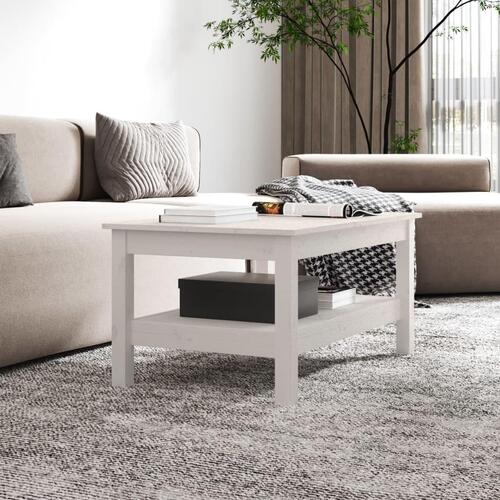 Sofabord 80x50x40 cm massivt fyrretræ hvid