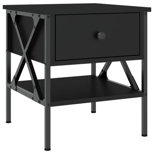 Sengeborde 2 stk. 40x42x45 cm konstrueret træ sort