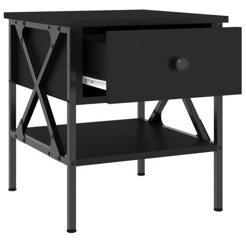 Sengeborde 2 stk. 40x42x45 cm konstrueret træ sort