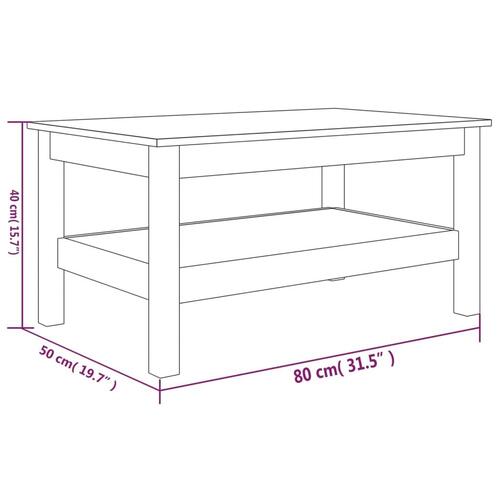 Sofabord 80x50x40 cm massivt fyrretræ hvid
