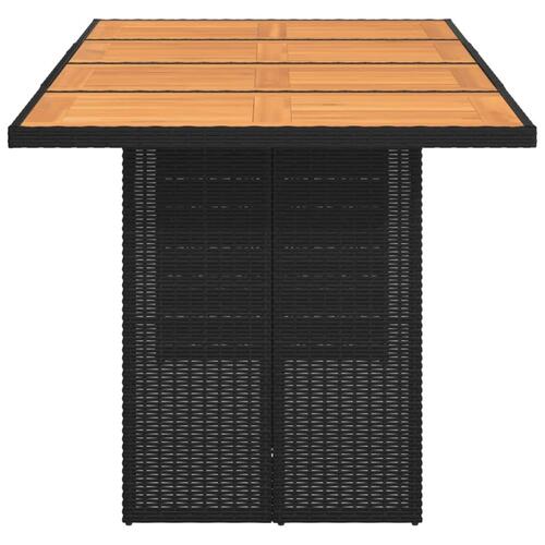 Havebord med top i akacietræ 190x80x74 cm polyrattan sort